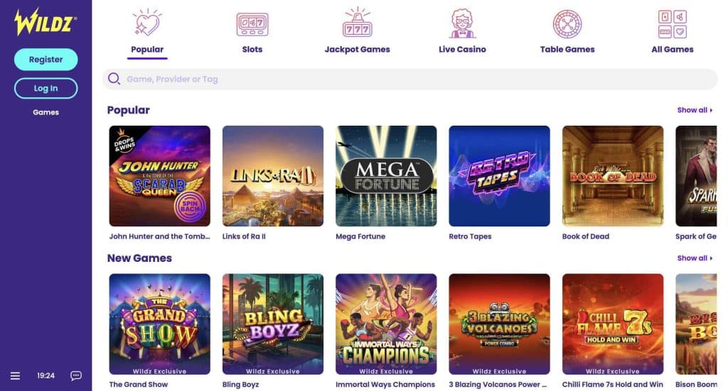 wildzcasino games