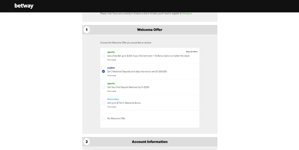 Betway Casino Bonuses