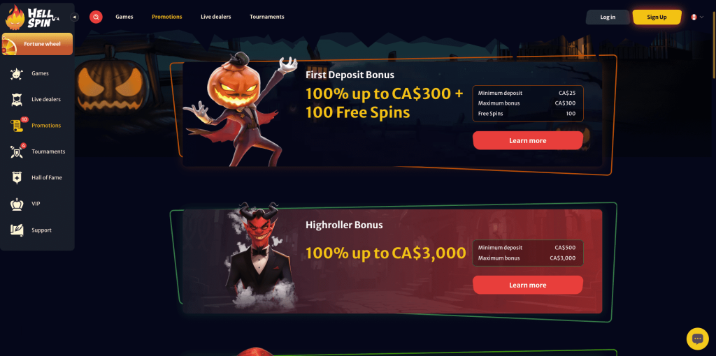 HellSpin Casino Bonuses