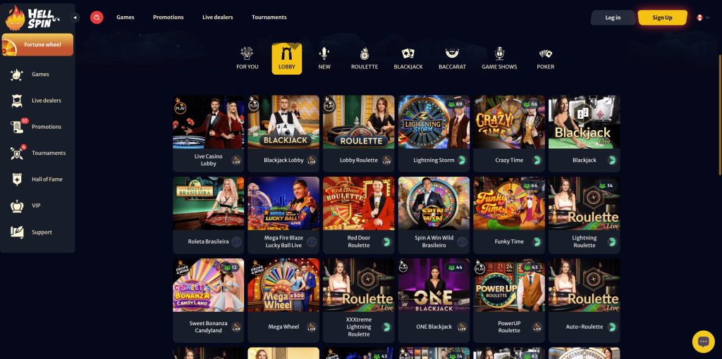 HellSpin Casino Live Games