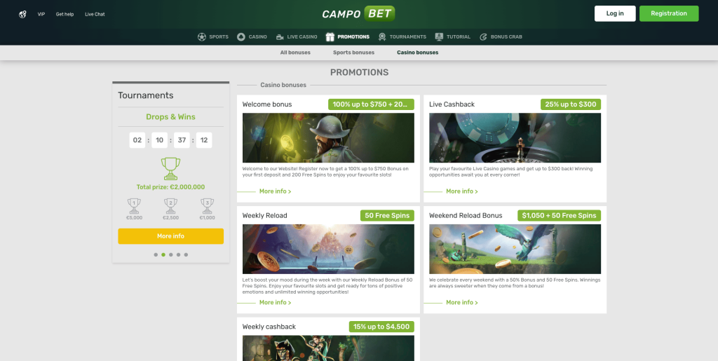 CampoBet Casino Bonuses