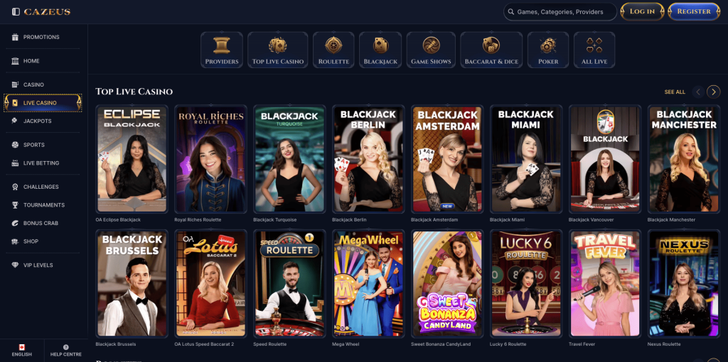 Cazeus Casino Live Games