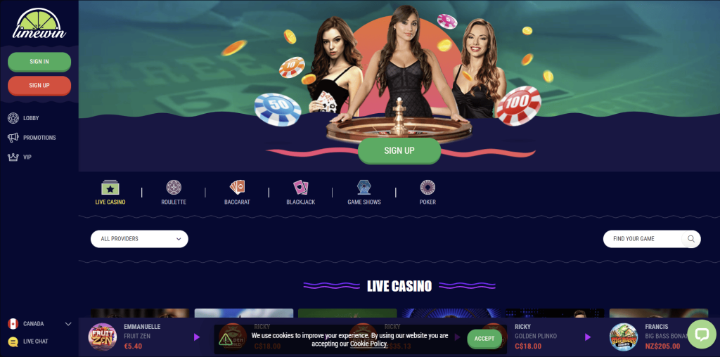 Limewin Casino Live Games