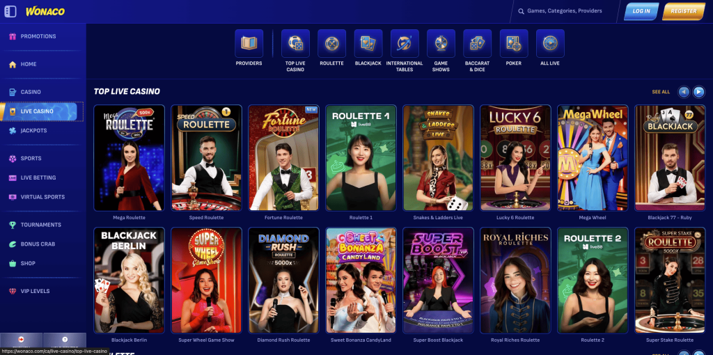 Wonaco Casino Live Games