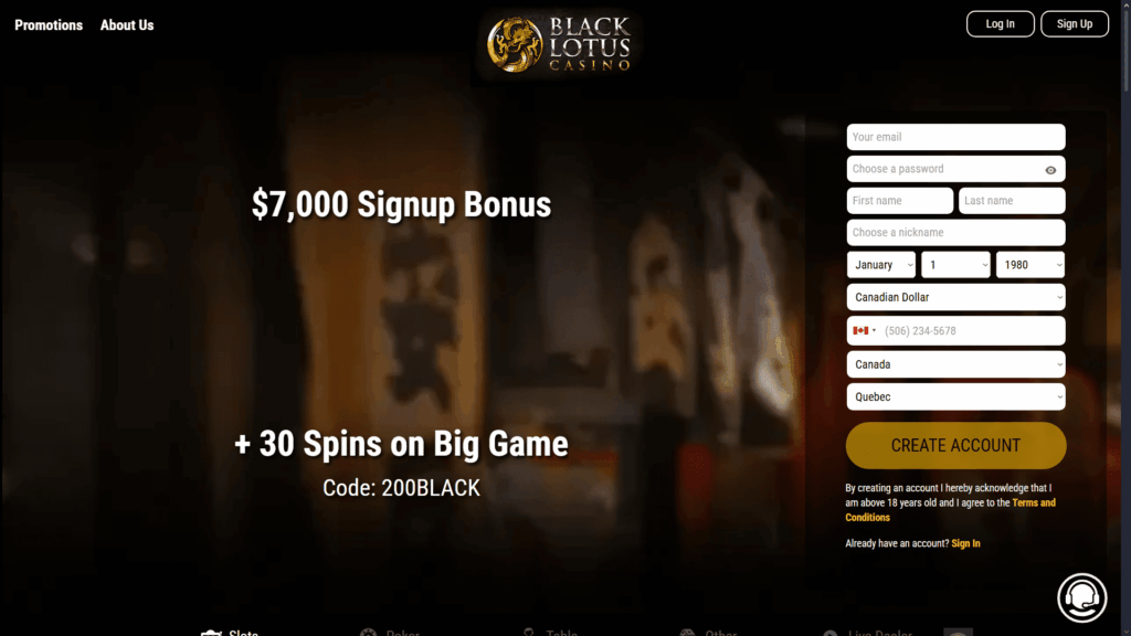 Black Lotus casino Canada