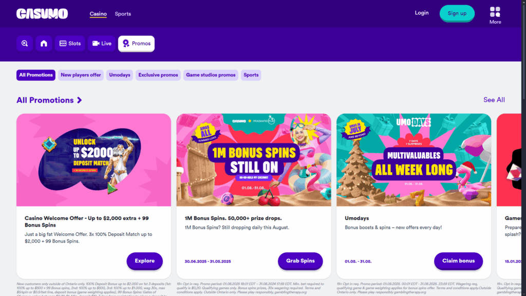 Casumo casino bonuses