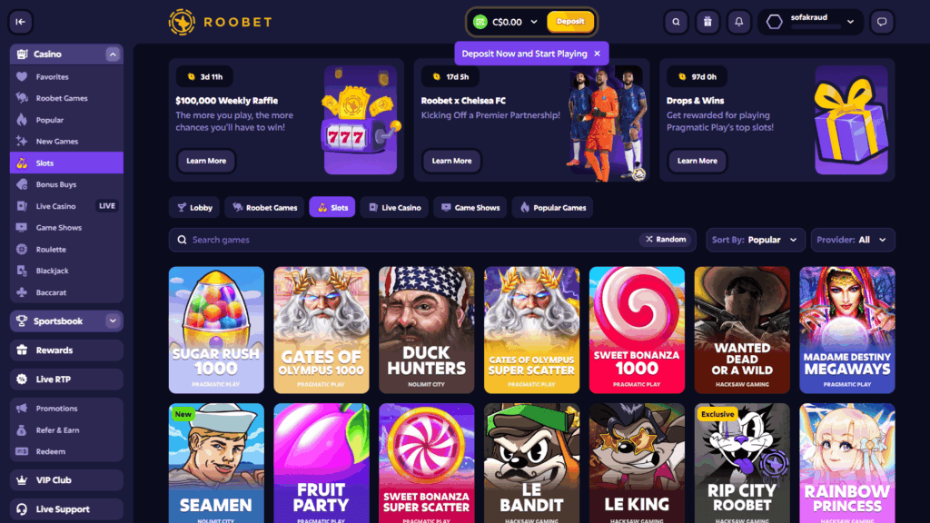 Roobet casino slots