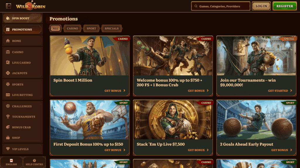 Wild Robin casino bonuses