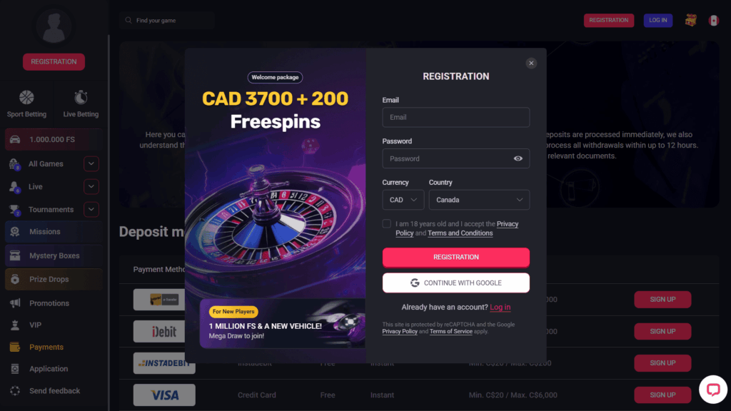 Woo casino registration