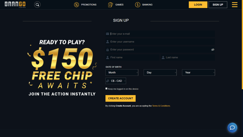 Brango casino registration