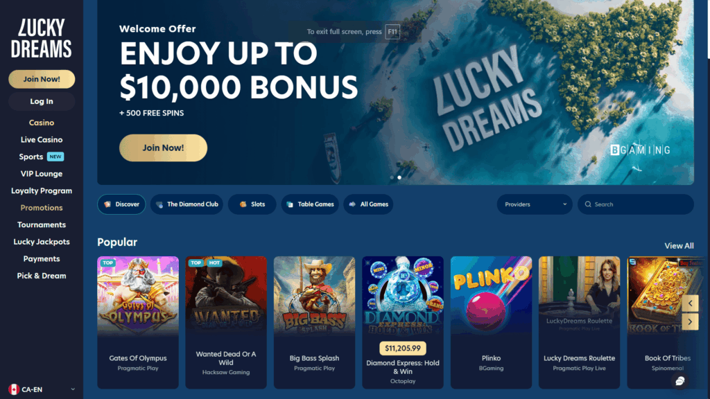 Lucky Dreams casino Canada