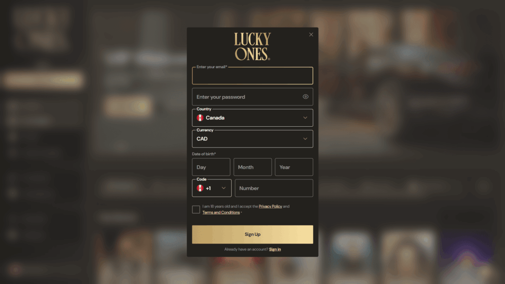 Lucky Ones casino registration