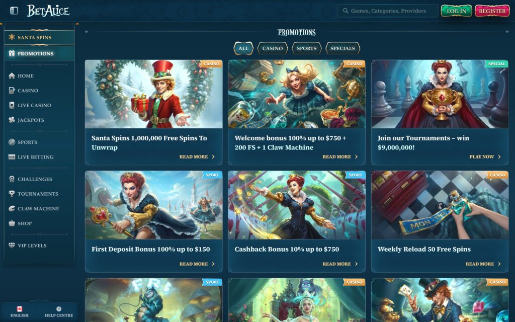 BetAlice casino bonuses