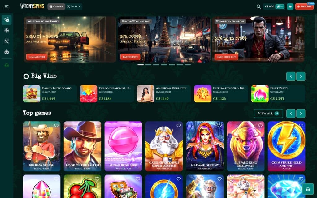 TonySpins casino Canada