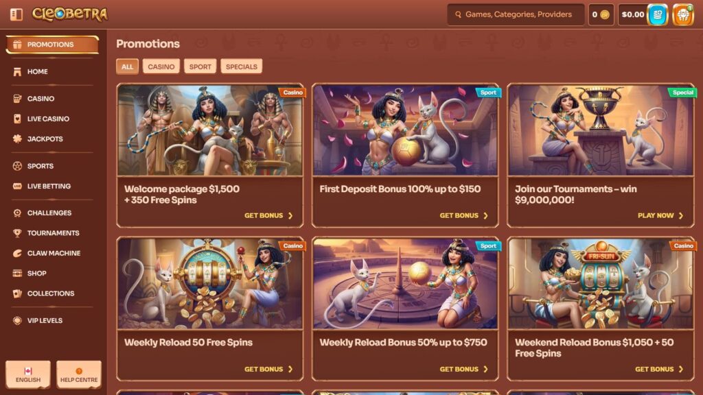 Cleobetra casino bonuses
