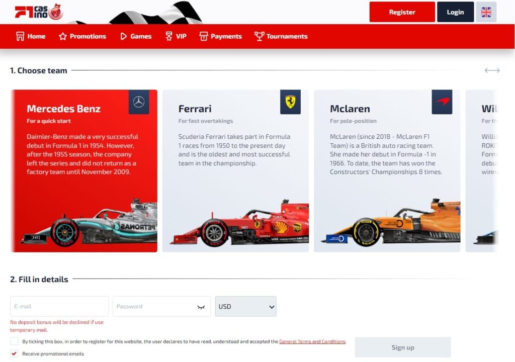 F1 Casino Registrace