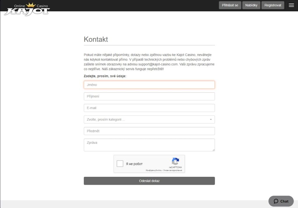 Kajot Casino kontakty