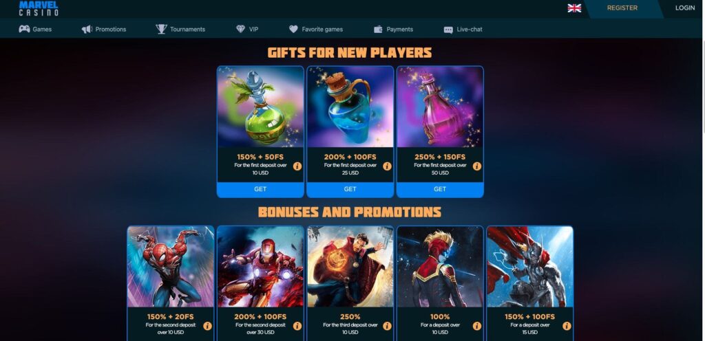 Marvel kasino bonusy