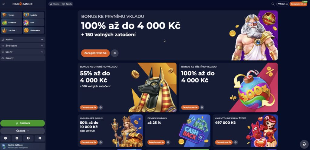 Nine kasino bonusy