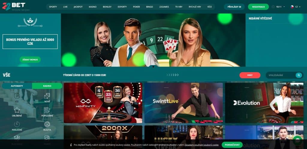 22Bet casino s živými dealery