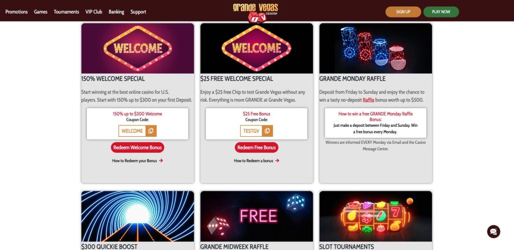 Grande Vegas kasino bonusy