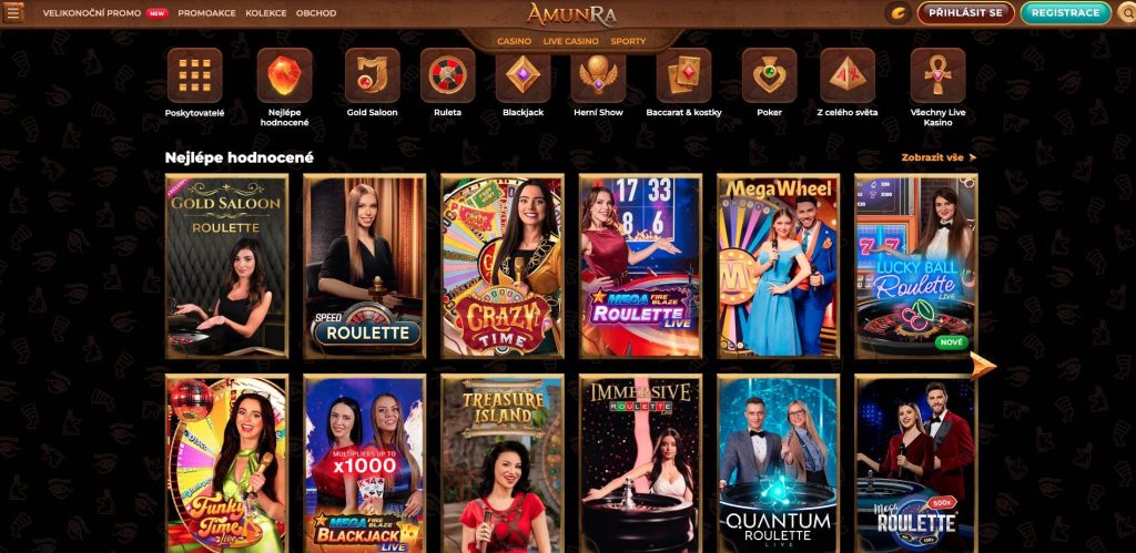 AmunRa casino s živými dealery