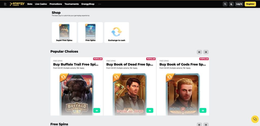 Energy casino Shops