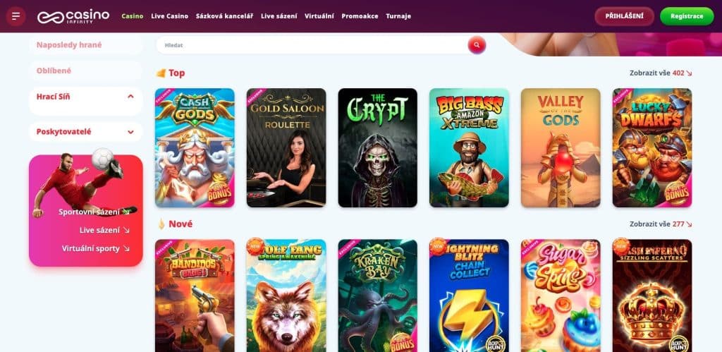 Infinity casino sloty