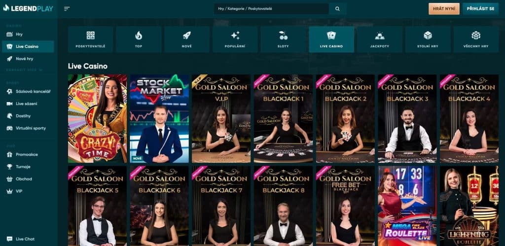 LegendPlay casino s živými dealery