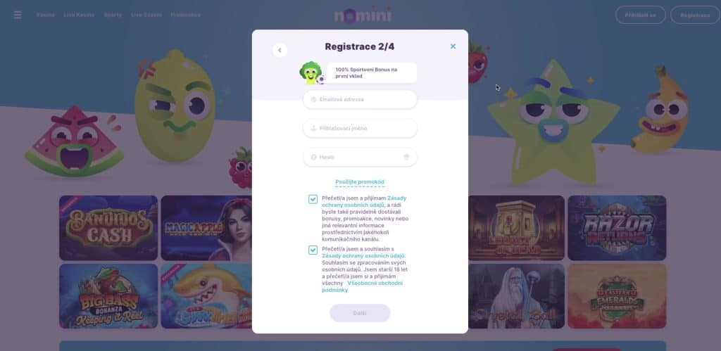 Nomini casino registrace