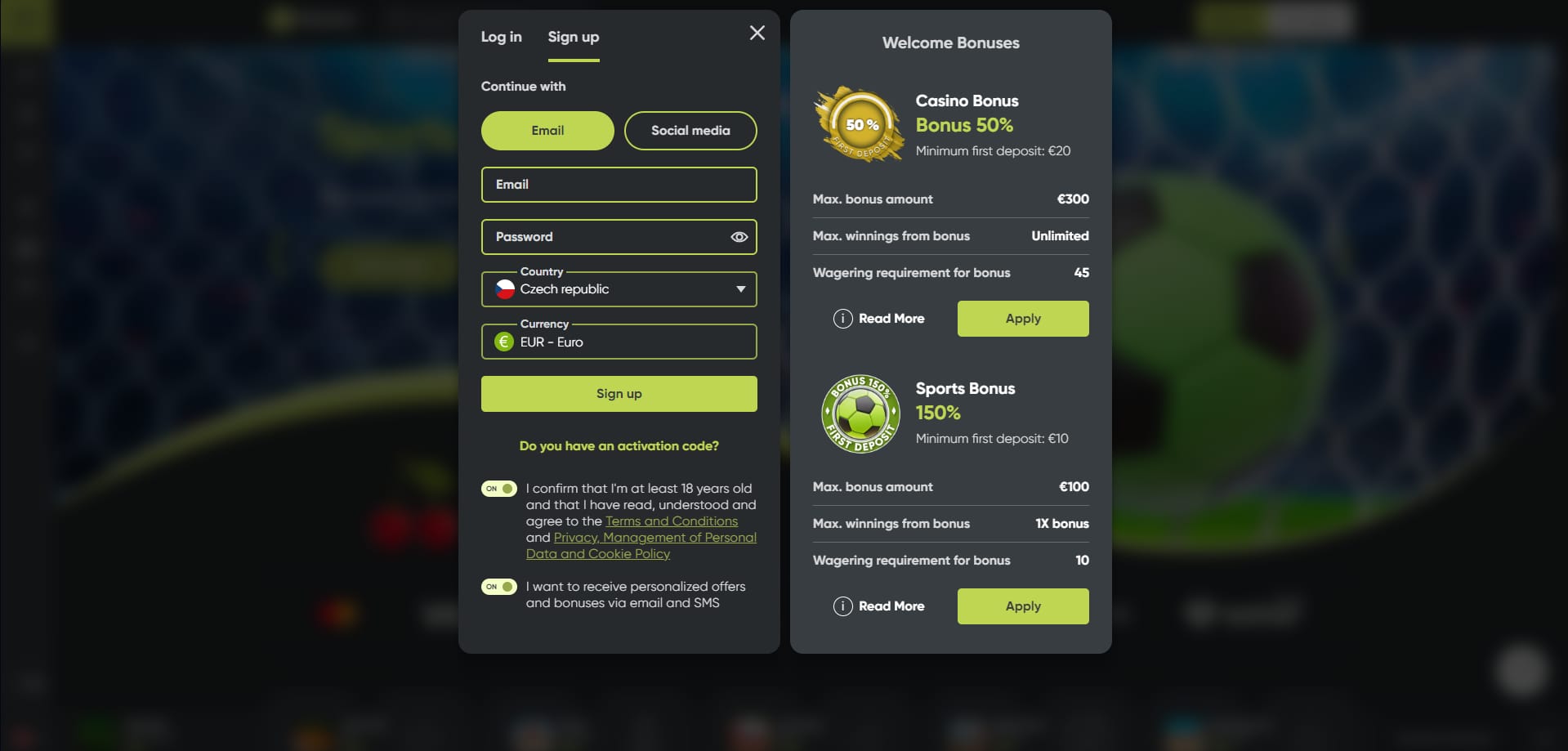 Fresh casino registrace