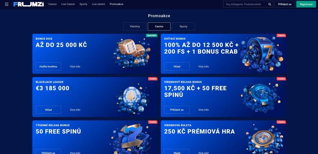 Frumzi casino bonusy