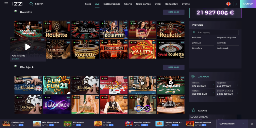 Izzi casino s živými dealery
