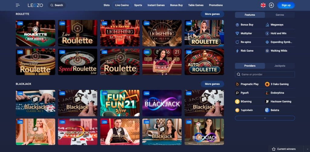 Legzo casino s živými dealery