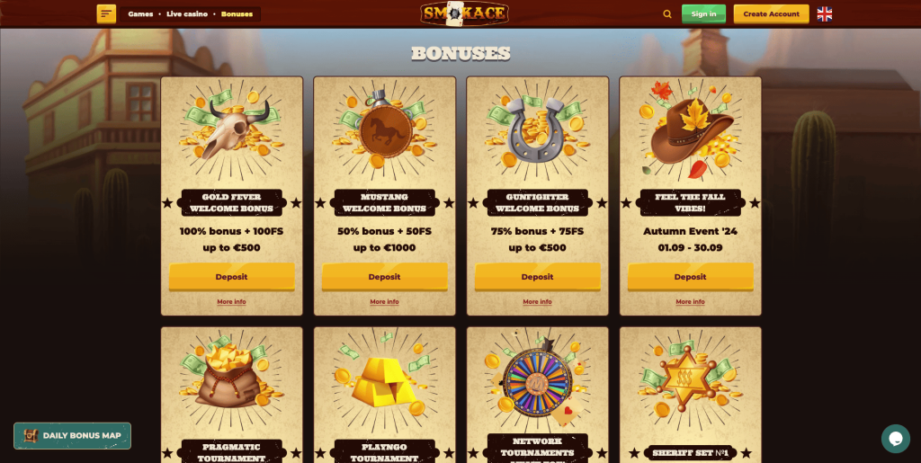 Smokace casino bonusy