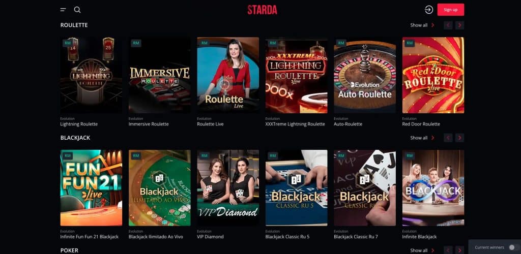 Starda casino s živými dealery