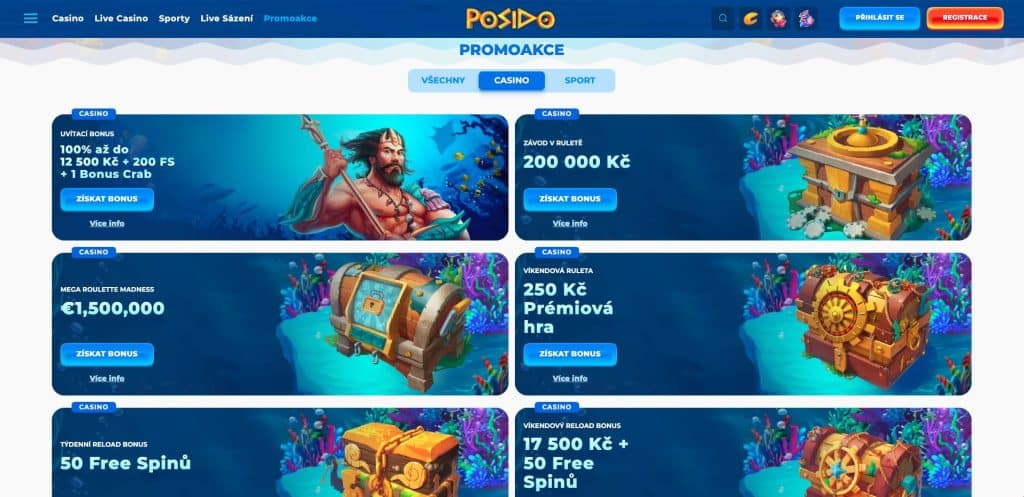 Posido casino bonusy