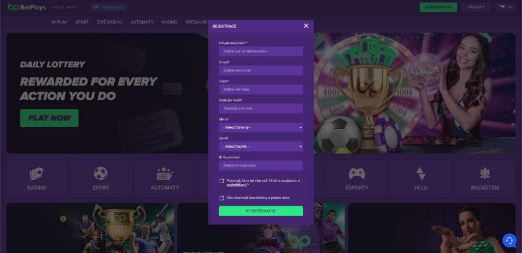 Betplays casino registrace