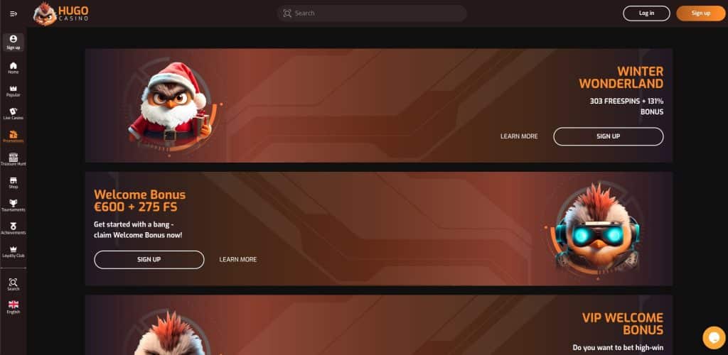 Hugo casino bonusy