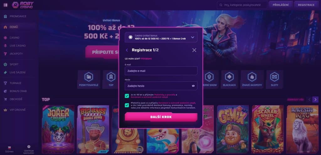 Roby casino registrace