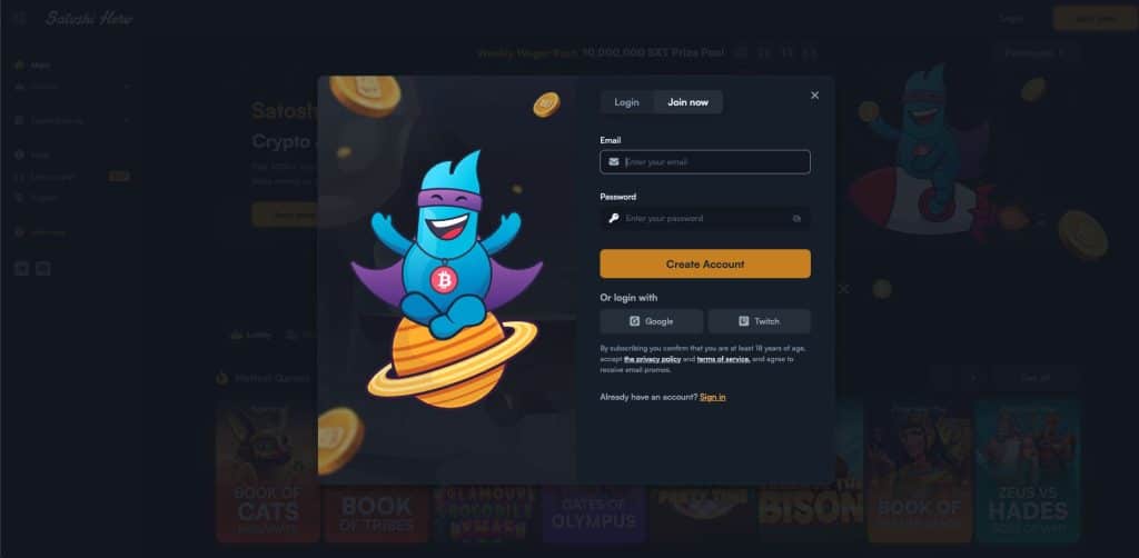 Satoshi Hero casino registrace