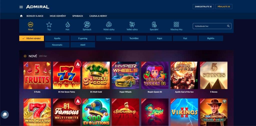 Admiral casino hrací automaty