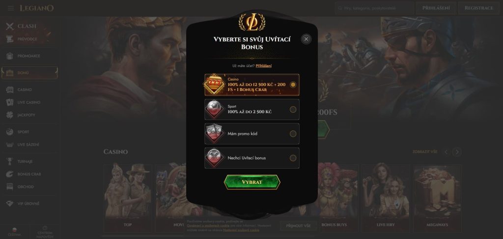 Legiano casino registrace