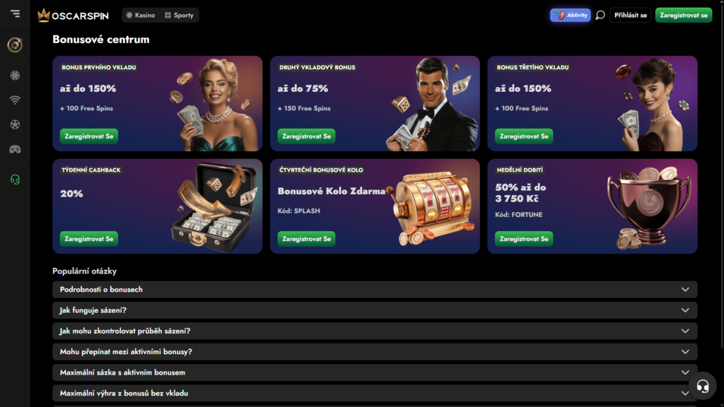 Oscarspin casino bonusy