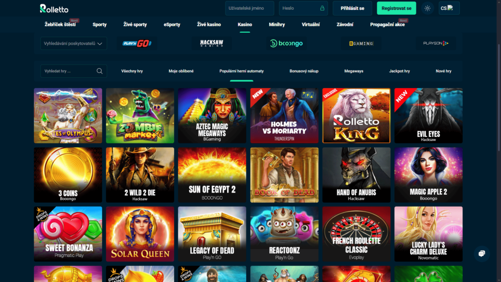 Rolletto hrací automaty