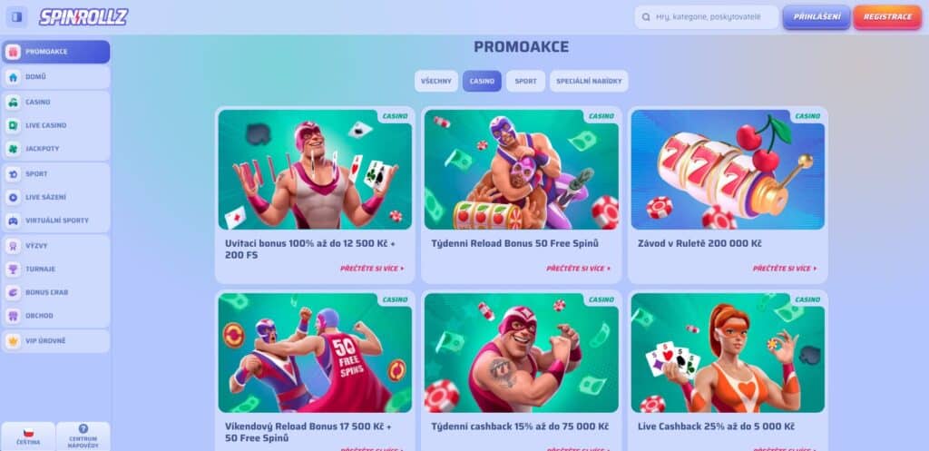 SpinRollz casino bonusy