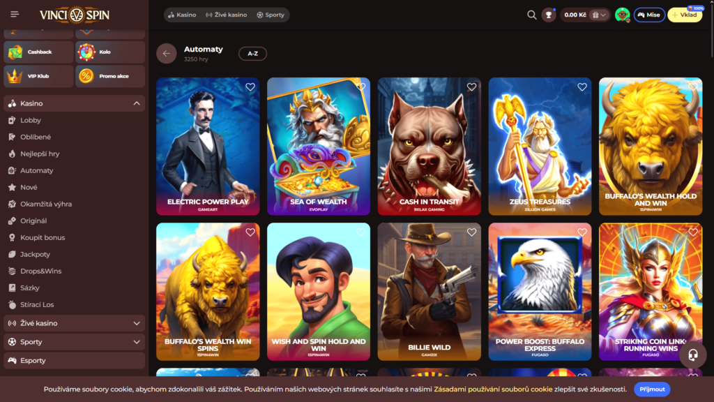 Vincispin hrací automaty