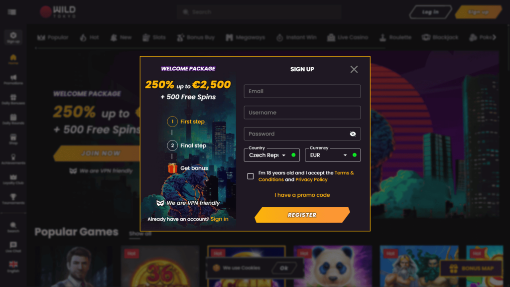 Wild Tokyo casino registrace