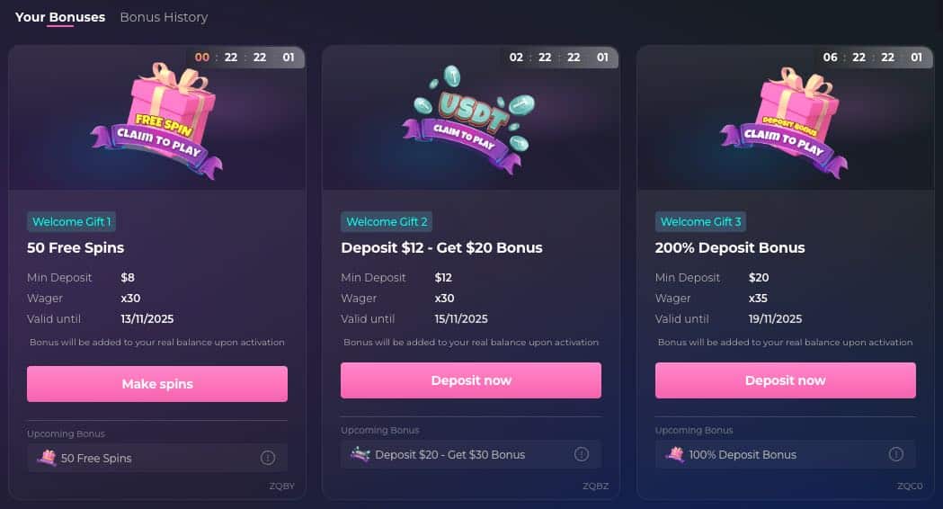 HunnyPlay casino bonusy