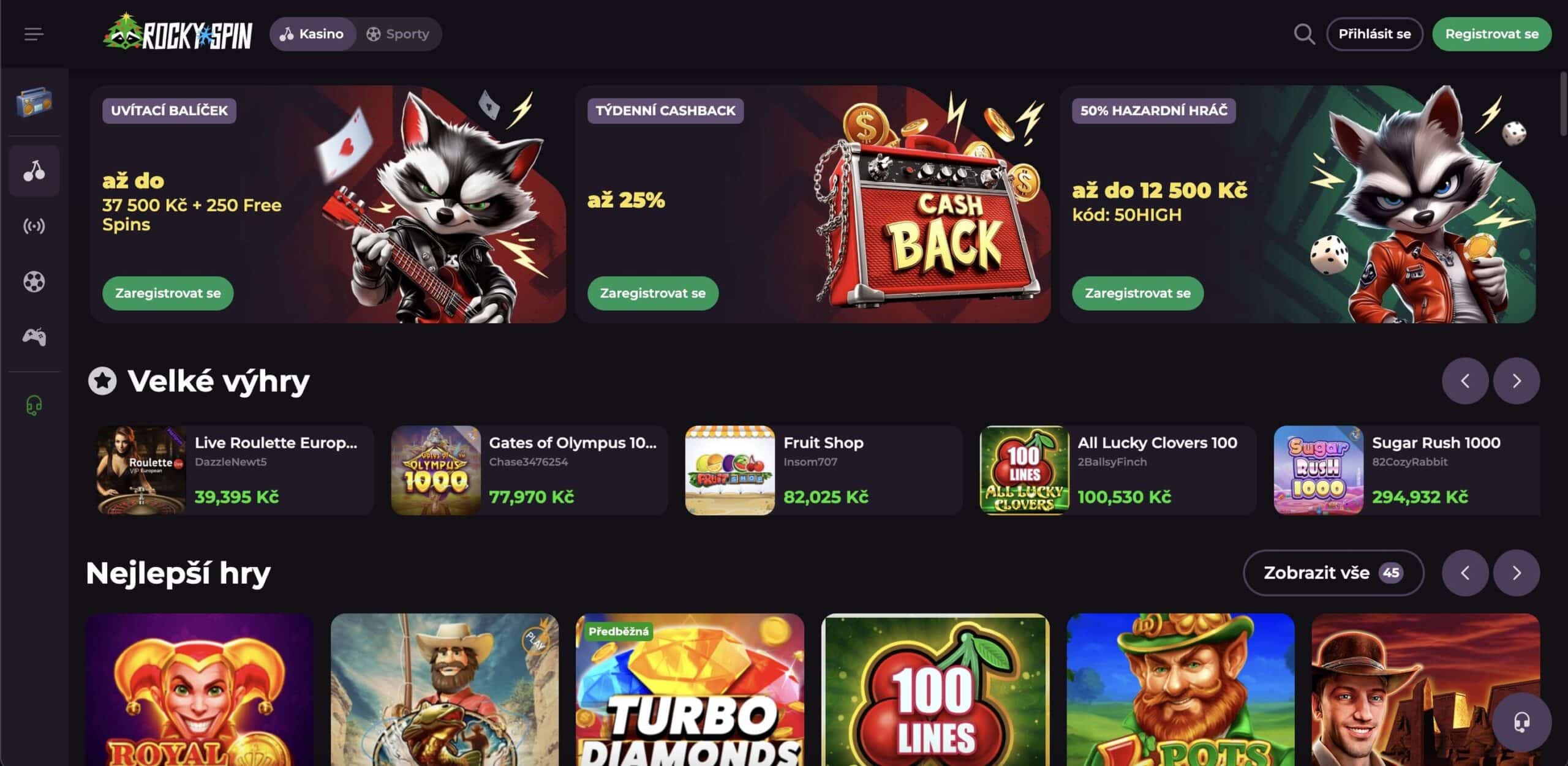 RockySpin casino Česká republika